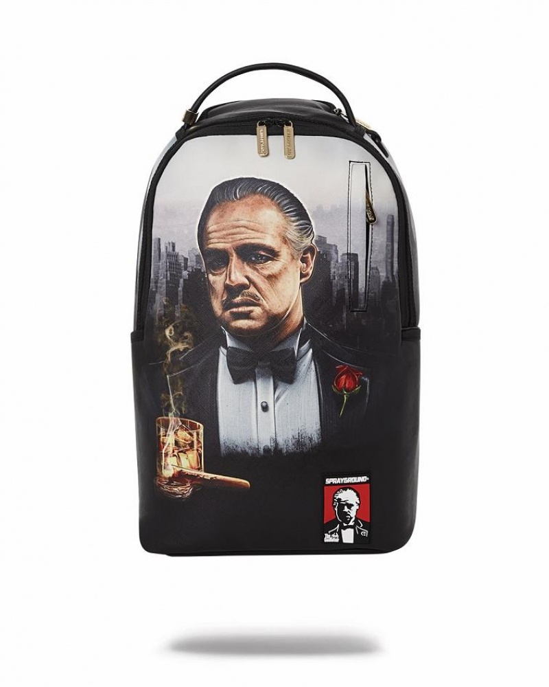 Black Men\'s Sprayground The Godfather Backpacks | AHVM74312