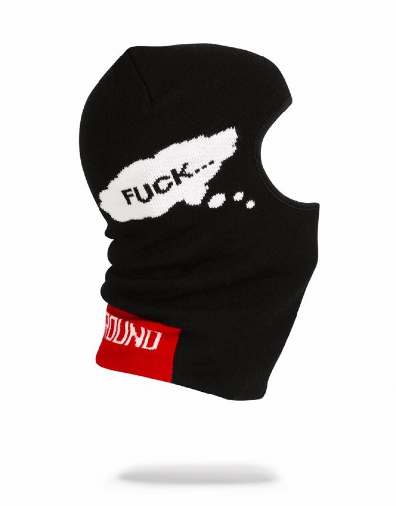 Black Men's Sprayground Thoughts Ski Mask | QPWO89203