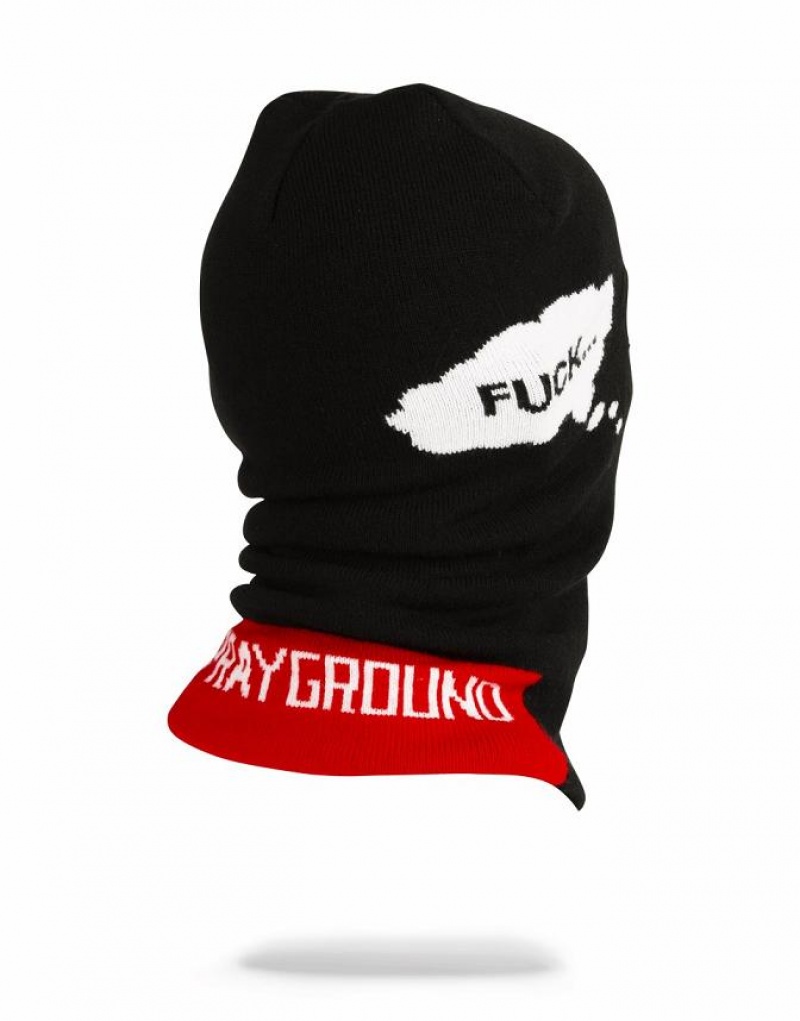 Black Men's Sprayground Thoughts Ski Mask | QPWO89203