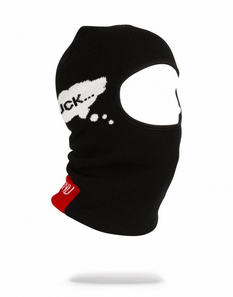 Black Men\'s Sprayground Thoughts Ski Mask | QPWO89203