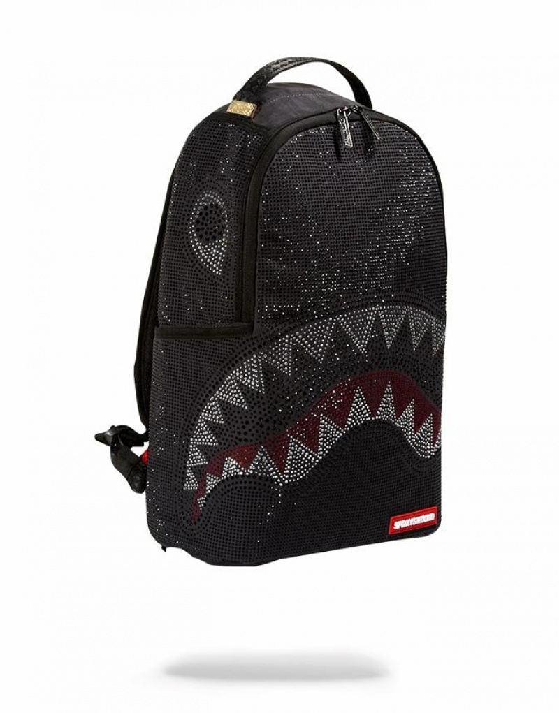 Black Men's Sprayground Trinity Shark Backpacks | SQKU36519