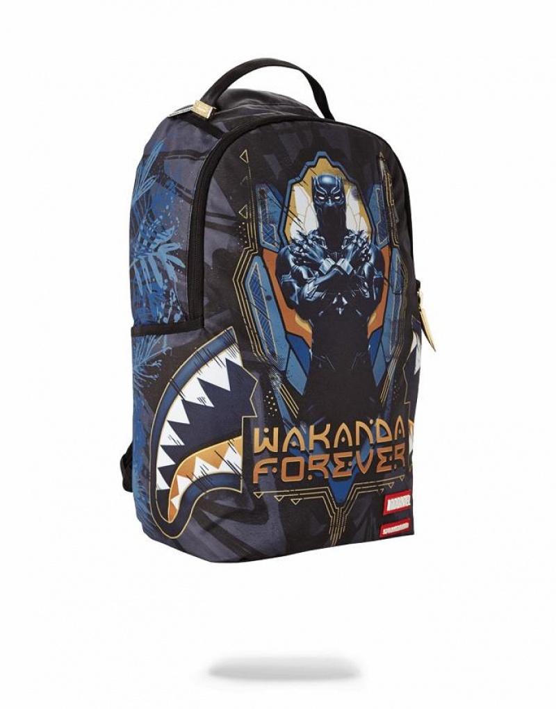 Black Men's Sprayground Wakanda Forever Backpacks | WOEV40257