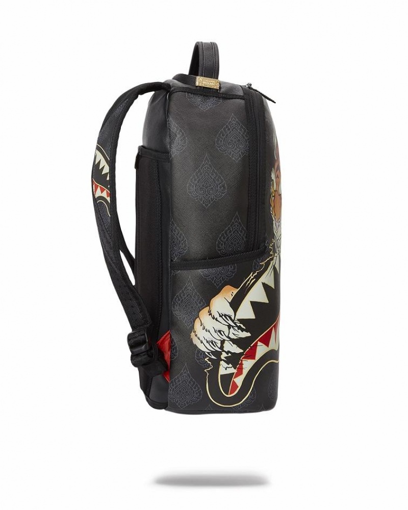 Black Men's Sprayground Year Of The Tiger Backpacks | ZNIL46871