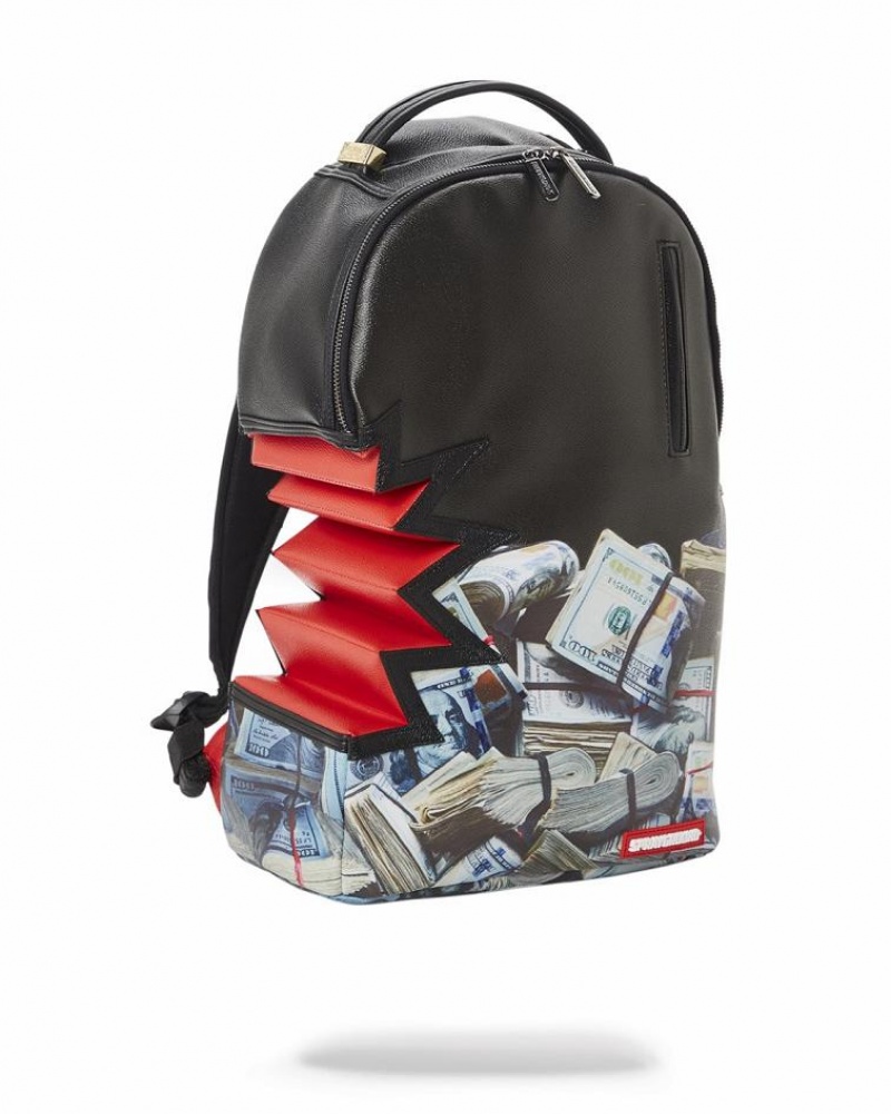 Black Men's Sprayground $harkbite Backpacks | YMVR19286