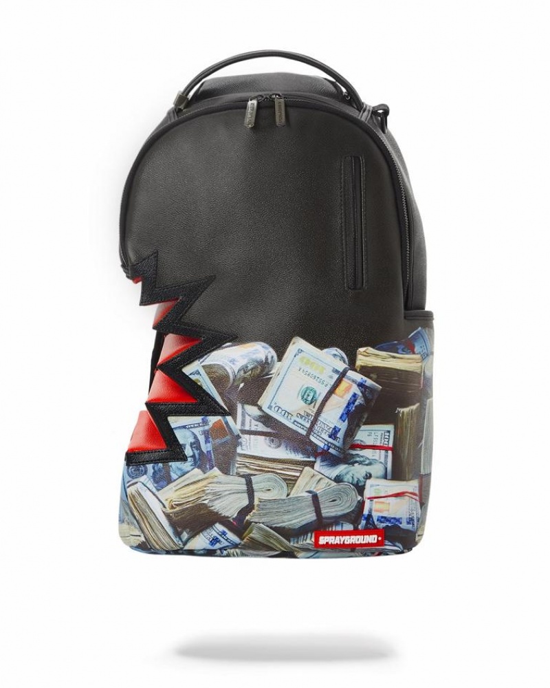 Black Men's Sprayground $harkbite Backpacks | YMVR19286