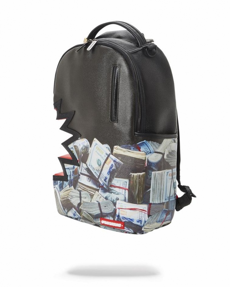 Black Men's Sprayground $harkbite Backpacks | YMVR19286