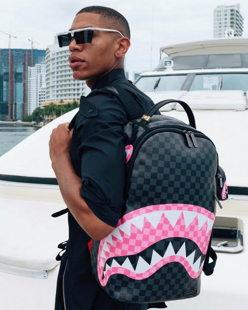 Black Pink Men's Sprayground Sharks In Candy Backpacks | IGPQ37524