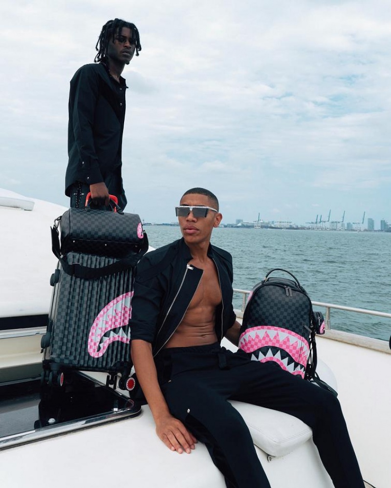 Black Pink Men's Sprayground Sharks In Candy Backpacks | IGPQ37524