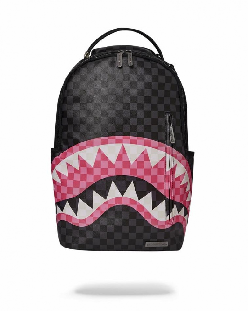 Black Pink Men\'s Sprayground Sharks In Candy Backpacks | IGPQ37524