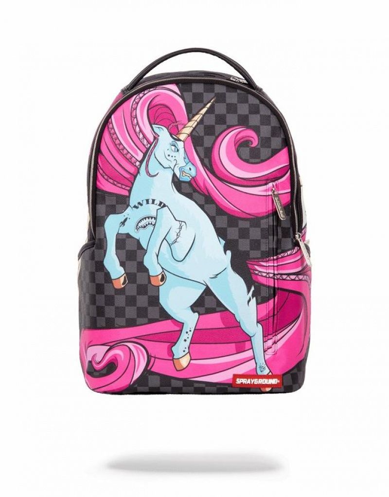 Black Pink Men\'s Sprayground Wild Life Backpacks | HQSB02489