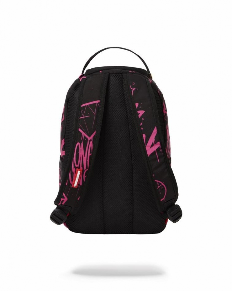 Black Pink Women's Sprayground Marker Drip Mini Backpacks | JYWT20687