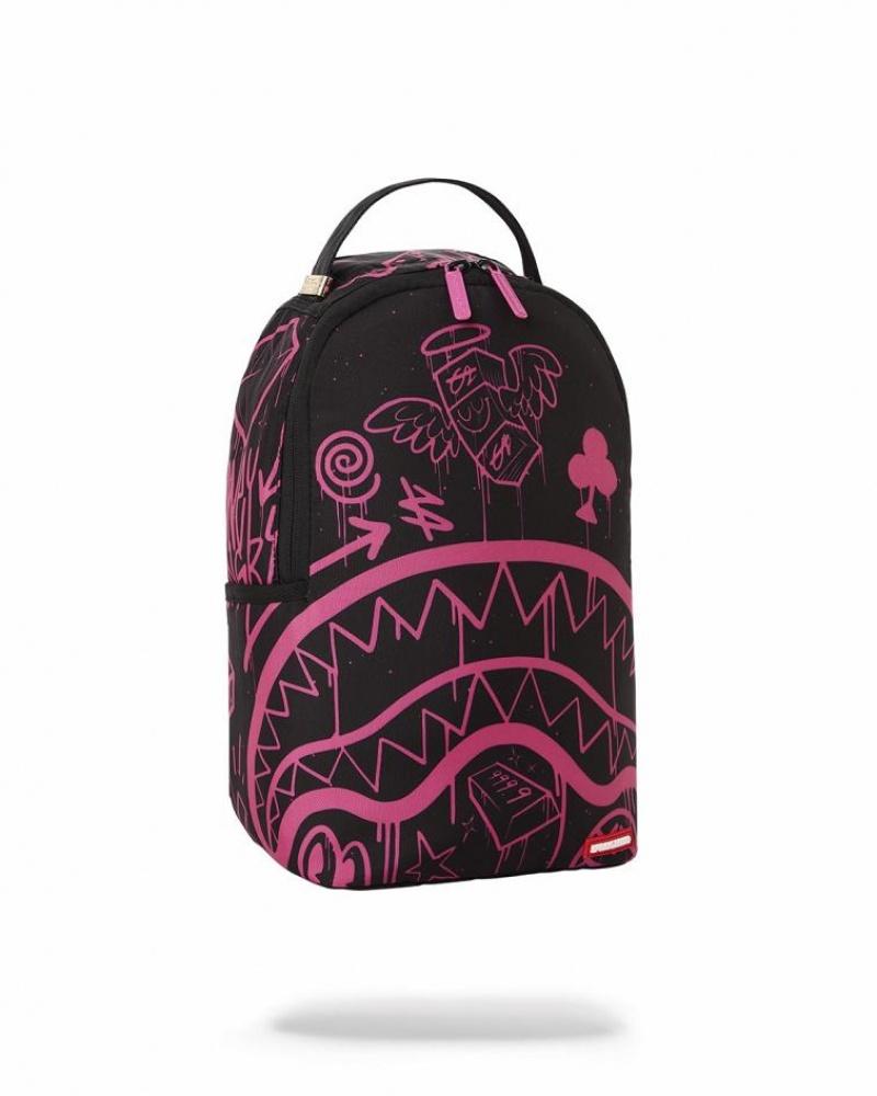 Black Pink Women's Sprayground Marker Drip Mini Backpacks | JYWT20687