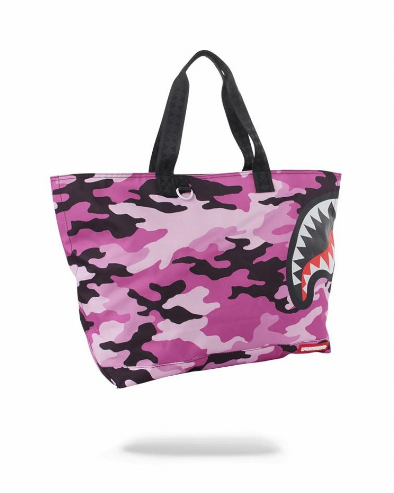 Black Pink Women's Sprayground Split Camo Beach Totes | ISZU80629