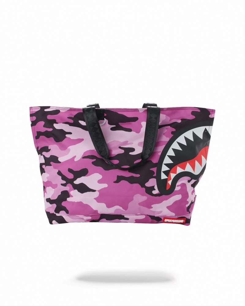 Black Pink Women's Sprayground Split Camo Beach Totes | ISZU80629