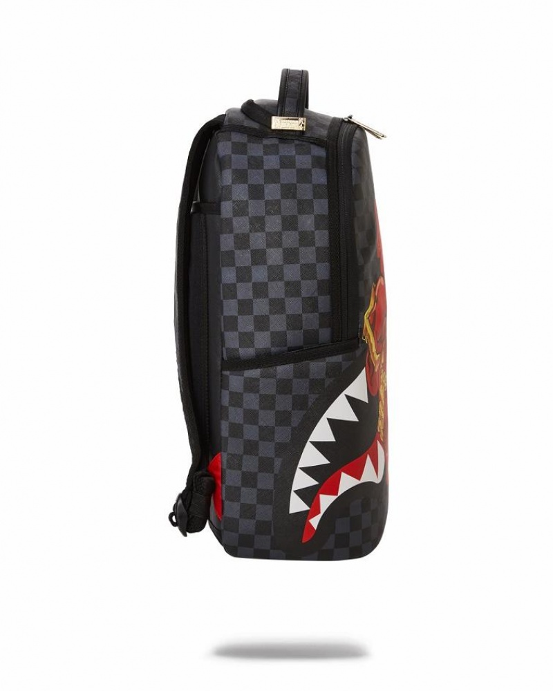 Black Red Men's Sprayground Chase Bank Backpacks | ESFV47392