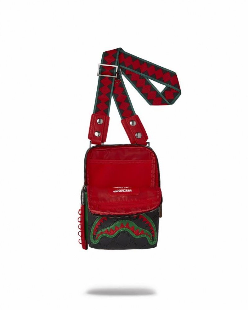 Black Red Men's Sprayground Dinero Slings Bag | GNVF05927