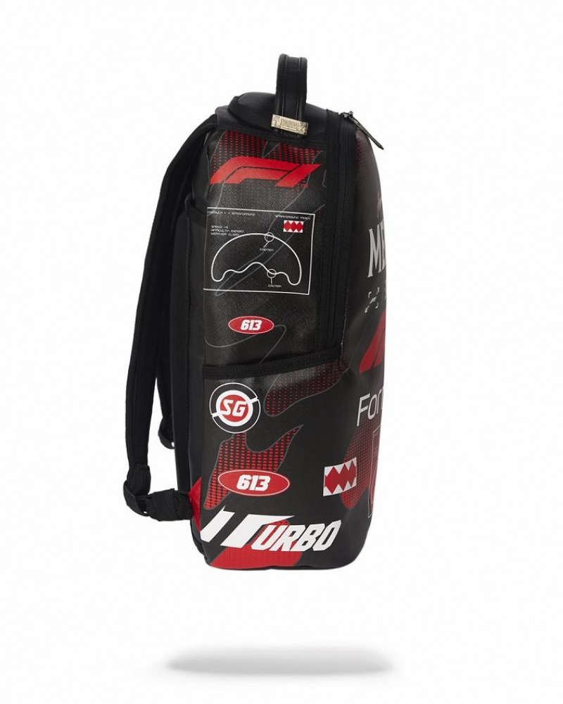 Black Red Men's Sprayground Formula 1 Backpacks | FDJE80593