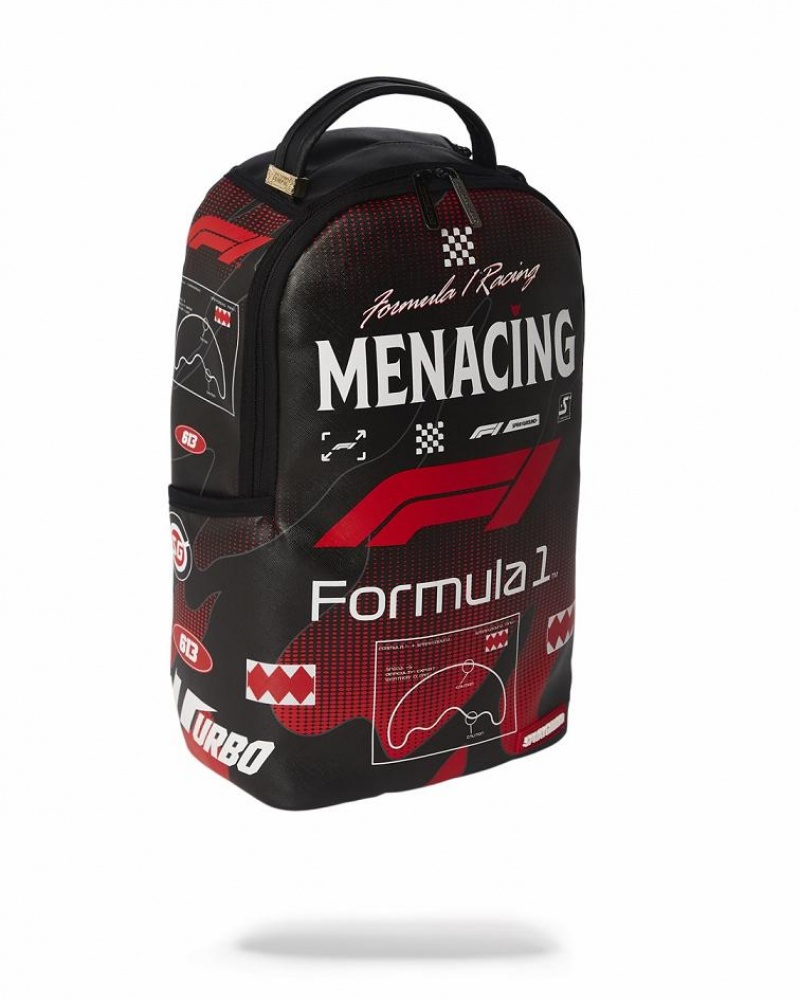 Black Red Men's Sprayground Formula 1 Backpacks | FDJE80593