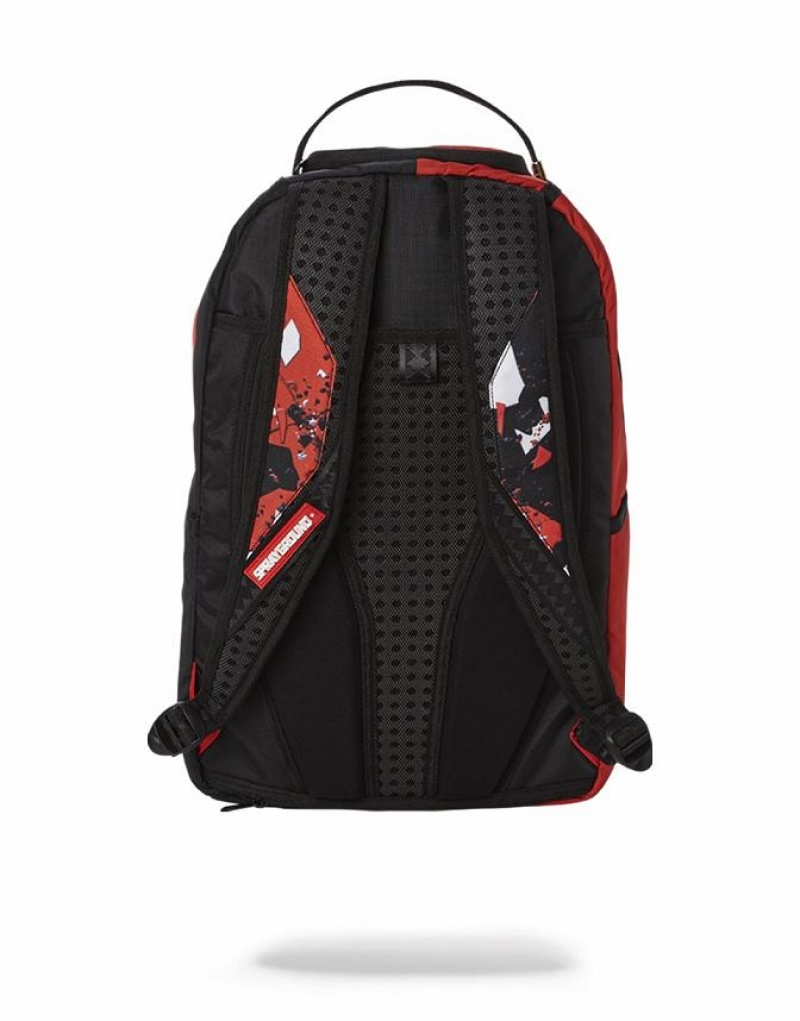 Black Red Men's Sprayground Harley Quinn Backpacks | PKYL87651