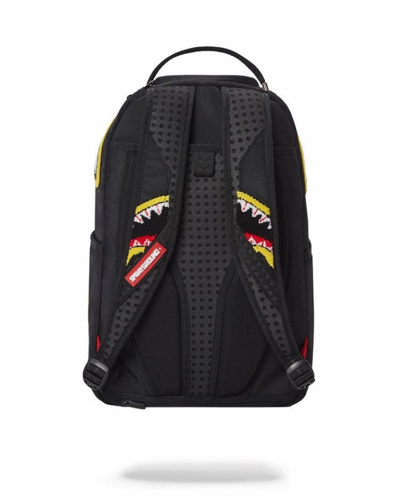 Black Red Men's Sprayground Jurassic Park Shark Backpacks | HBLK87943