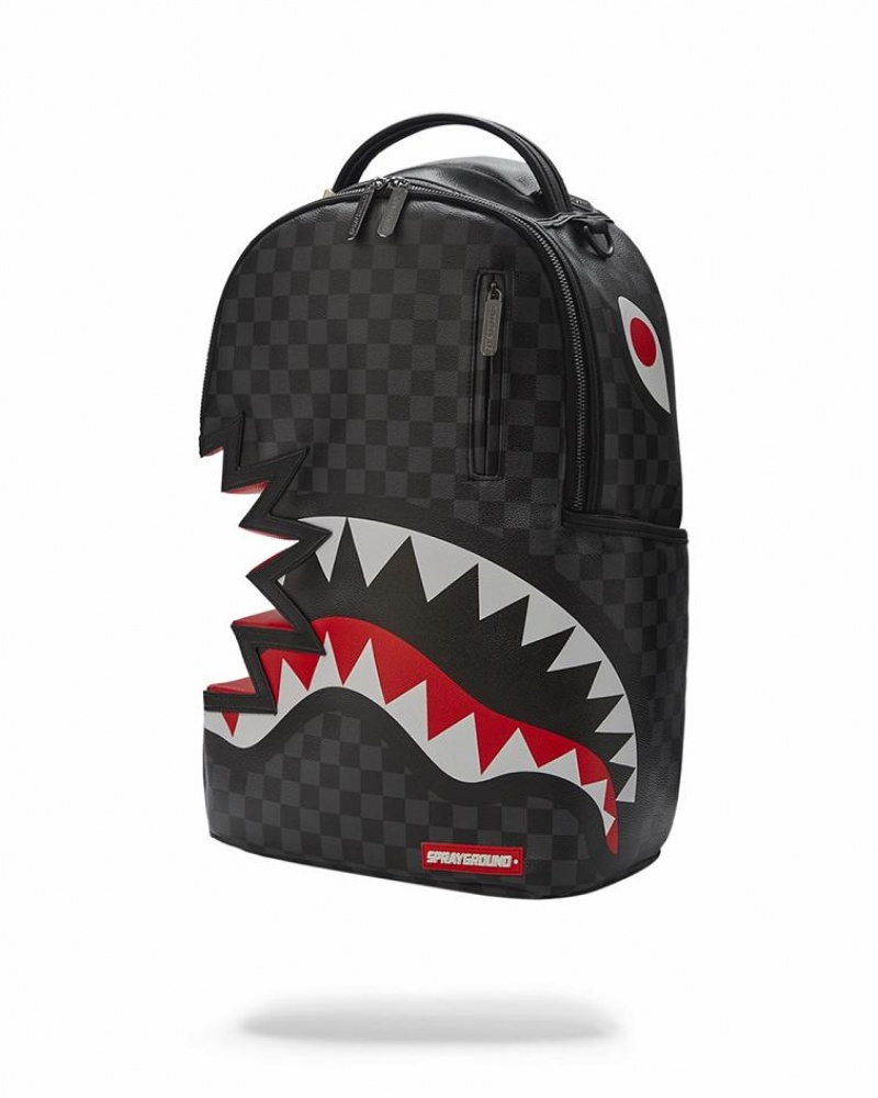 Black Red Men's Sprayground Shark Bite Sharks In Paris Backpacks | YXNM08259