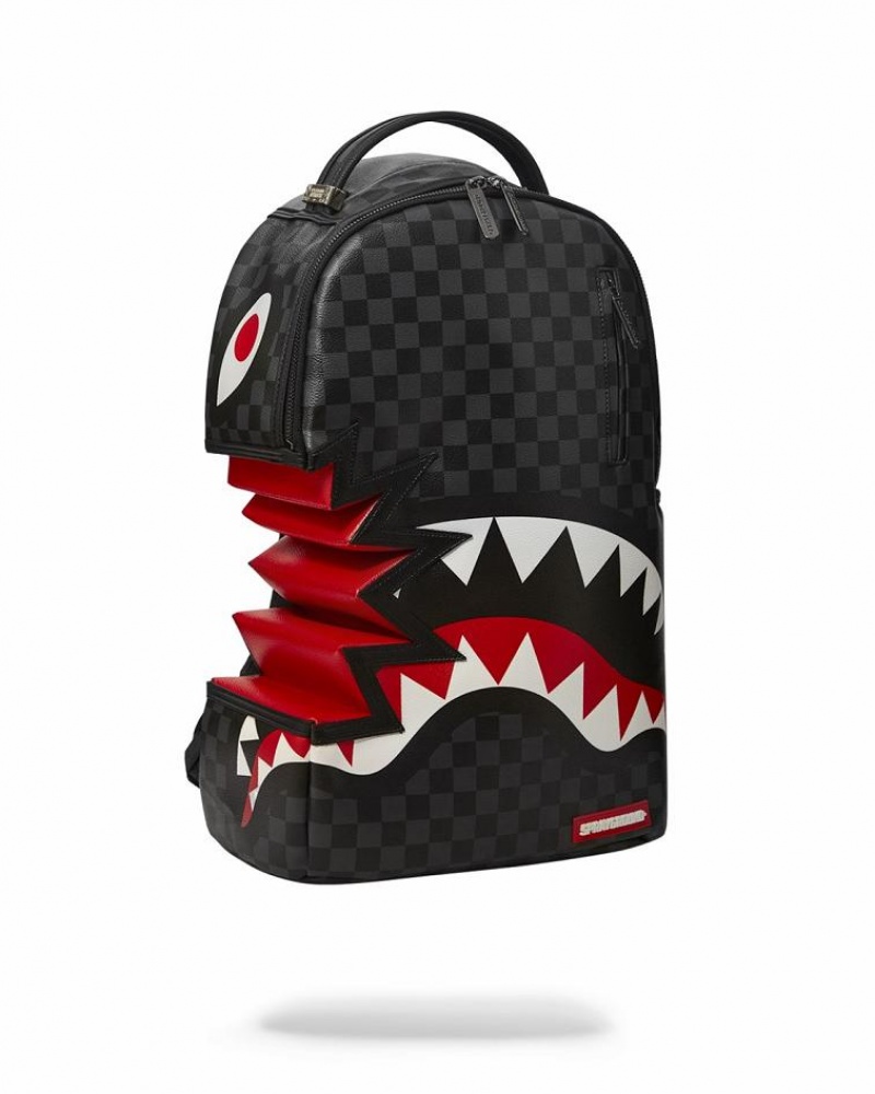 Black Red Men's Sprayground Shark Bite Sharks In Paris Backpacks | YXNM08259