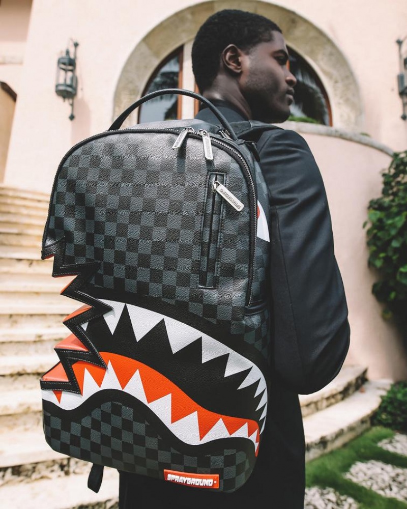 Black Red Men's Sprayground Shark Bite Sharks In Paris Backpacks | YXNM08259