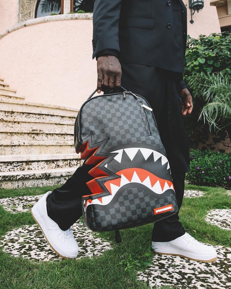 Black Red Men's Sprayground Shark Bite Sharks In Paris Backpacks | YXNM08259