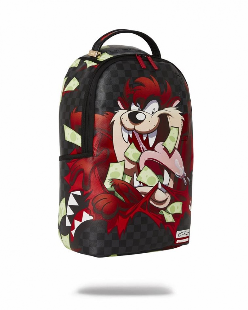 Black Red Men's Sprayground Sharks In Taz Tearup Backpacks | NRIV80716