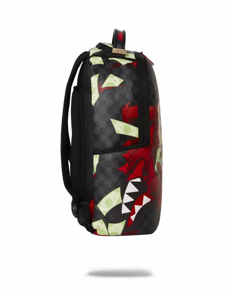 Black Red Men's Sprayground Sharks In Taz Tearup Backpacks | NRIV80716