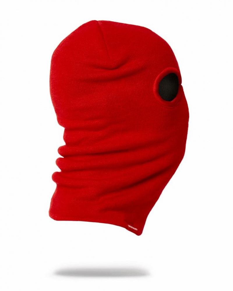 Black Red Men's Sprayground Vertical Shark Ski Mask | BRGS19634