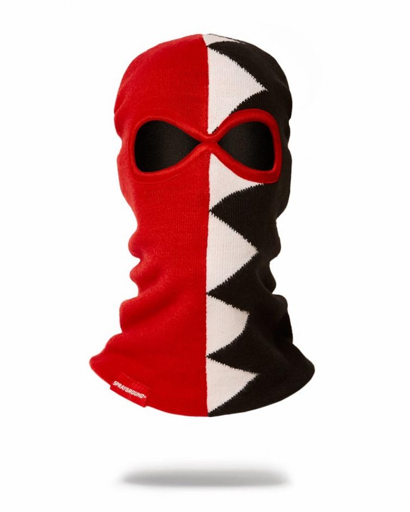 Black Red Men\'s Sprayground Vertical Shark Ski Mask | BRGS19634