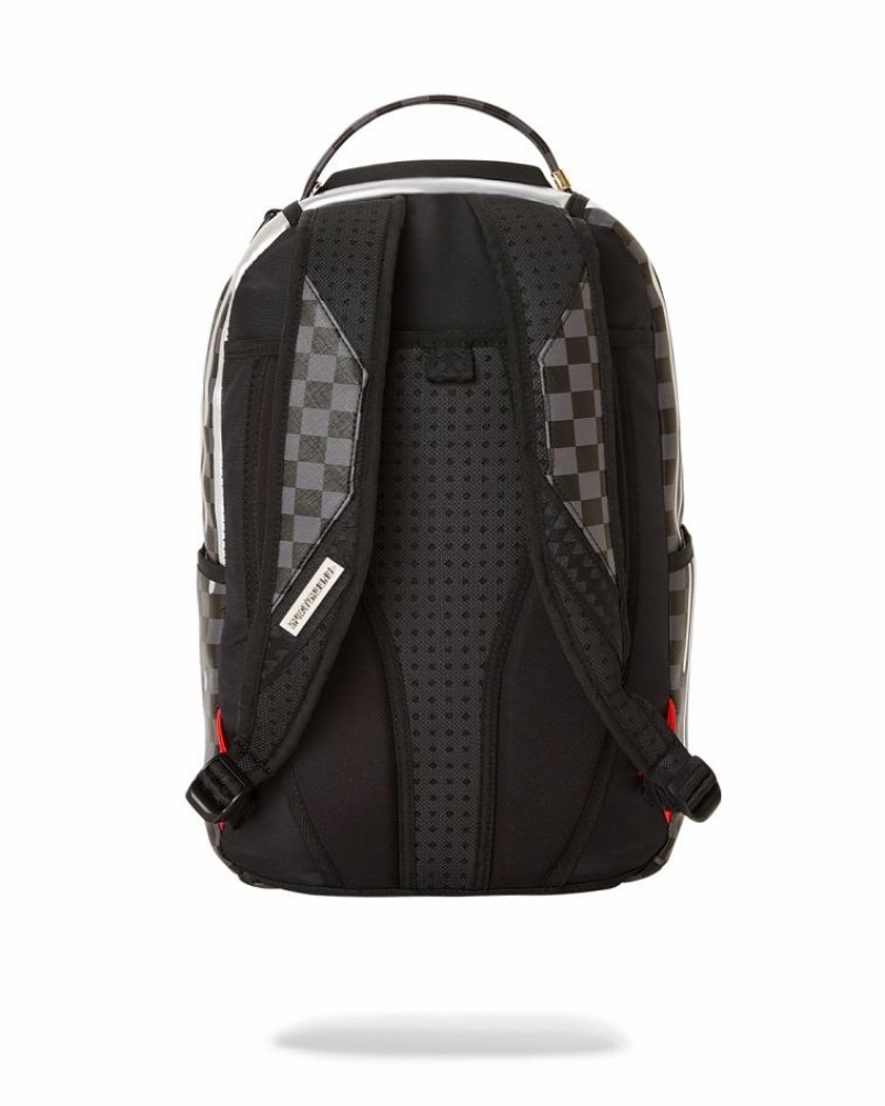 Black White Men's Sprayground Chateau Ghost Backpacks | BAGC18962