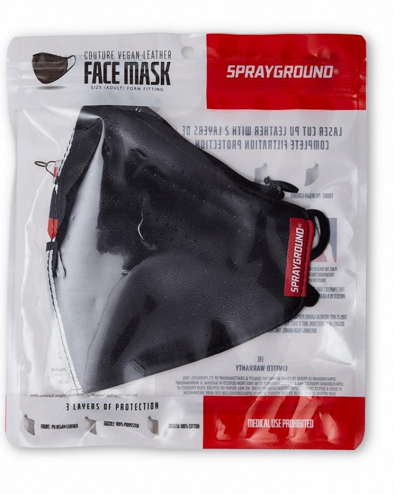 Black White Men's Sprayground Damage Control Face Masks | VRJS20463