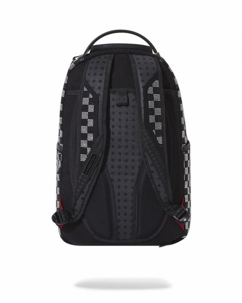 Black White Men's Sprayground Light Years Ahead Backpacks | FJHI83051