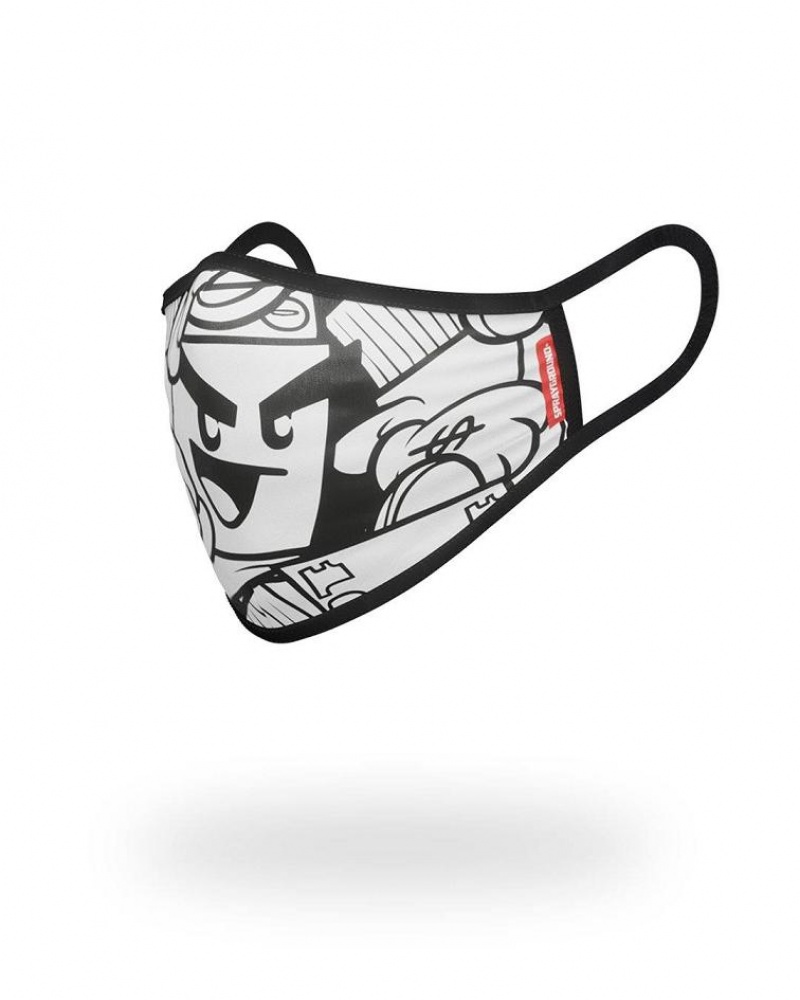 Black White Men's Sprayground Money Boys Face Masks | PYFQ38152