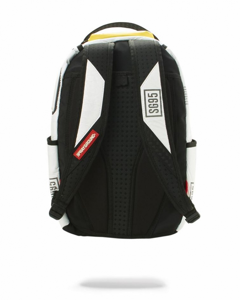 Black White Men's Sprayground Pack Tyvek 3m Shark Backpacks | BUAK82035