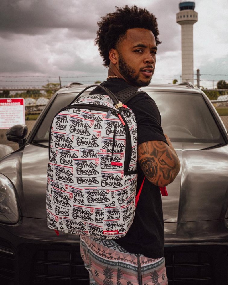 Black White Men's Sprayground Remember My Name Backpacks | KEVG24389