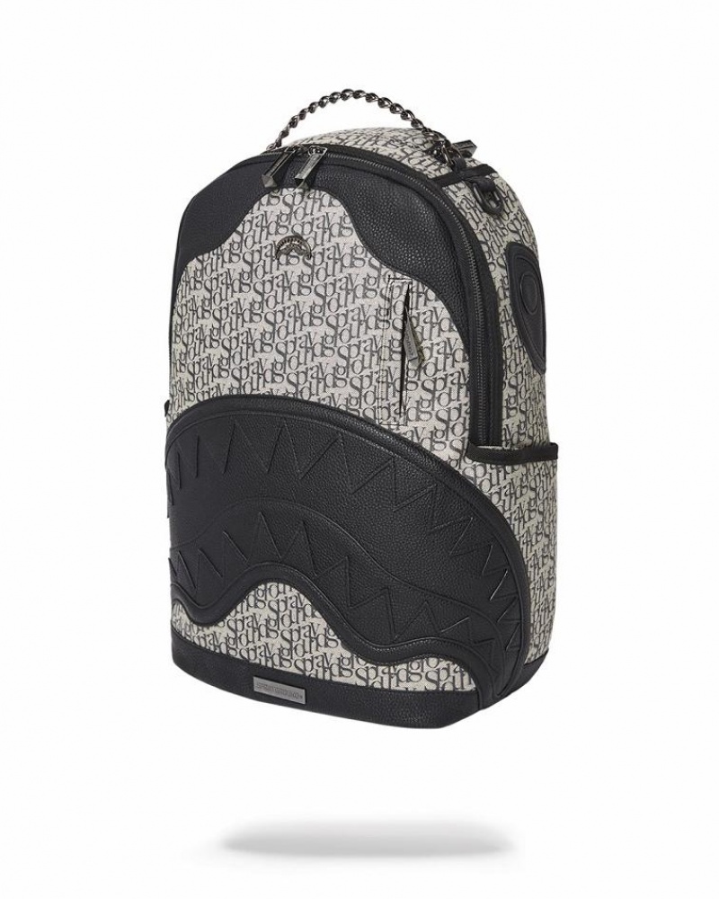 Black White Men's Sprayground Sg All Day Backpacks | GTKB02481