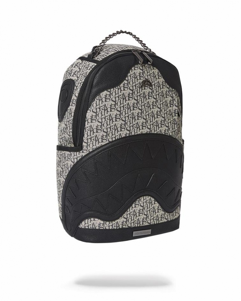 Black White Men's Sprayground Sg All Day Backpacks | GTKB02481