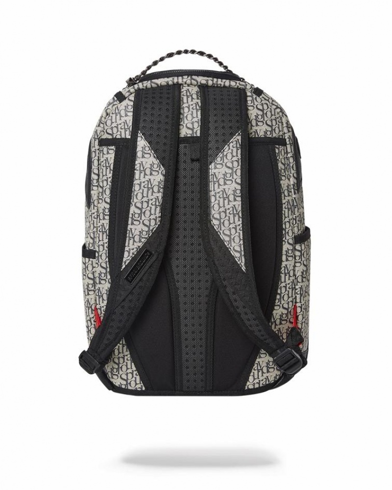 Black White Men's Sprayground Sg All Day Backpacks | GTKB02481