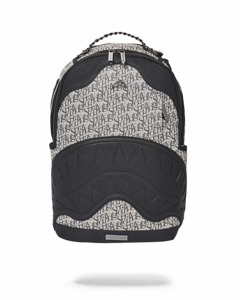 Black White Men\'s Sprayground Sg All Day Backpacks | GTKB02481