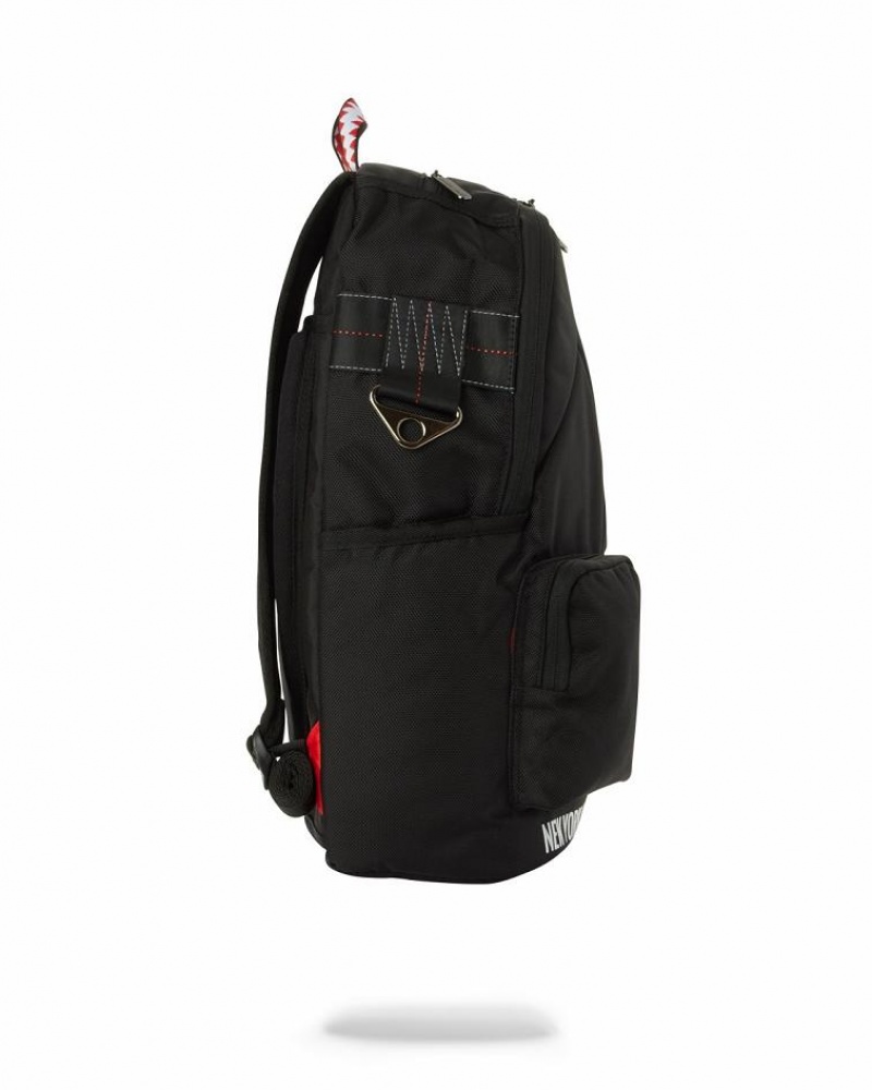 Black White Men's Sprayground Shadow Shark Backpacks | HPJC23580