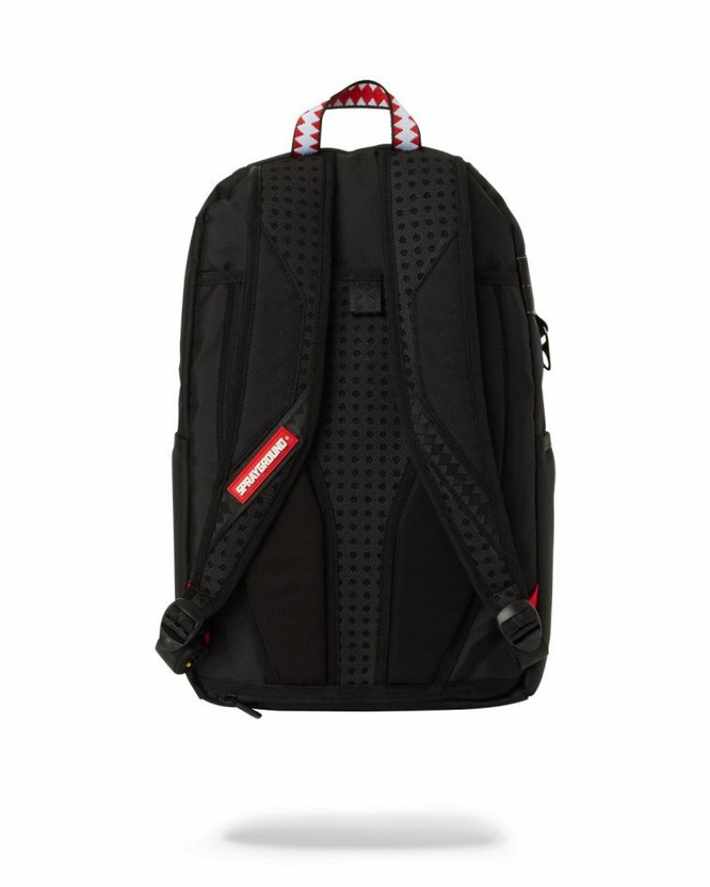 Black White Men's Sprayground Shadow Shark Backpacks | HPJC23580