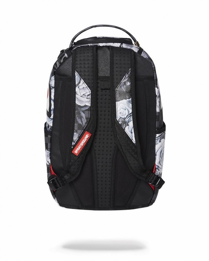 Black White Men's Sprayground Sharks In Paris Nightfall Backpacks | TCOK14765