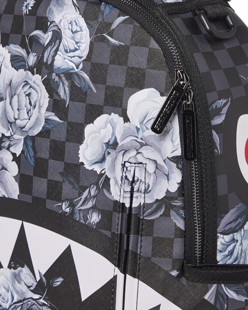 Black White Men's Sprayground Sharks In Paris Nightfall Backpacks | TCOK14765