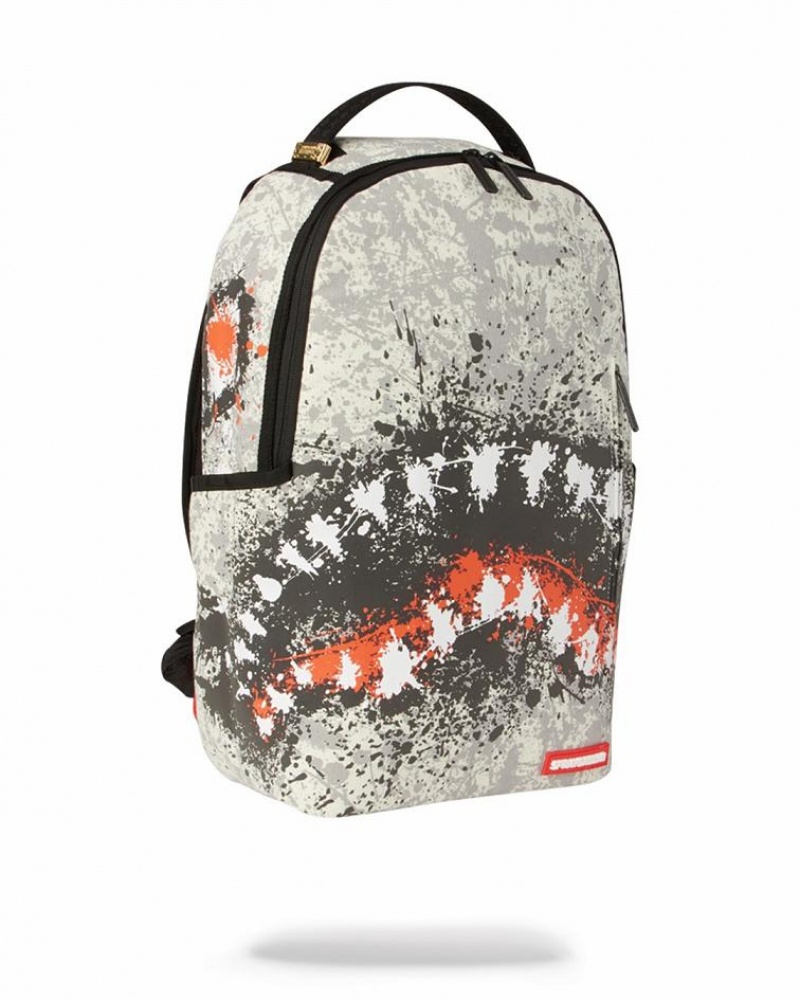 Black White Men's Sprayground The Shark 1989 Backpacks | ZCSY23854