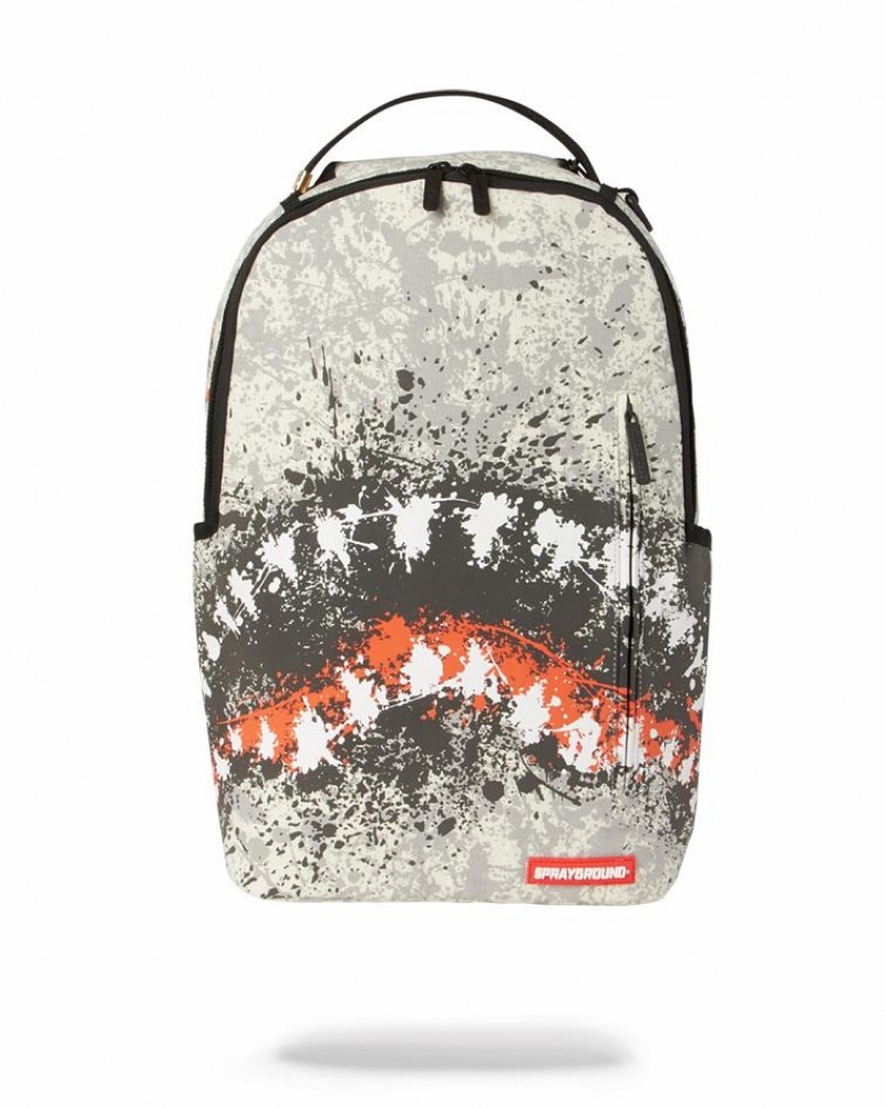 Black White Men\'s Sprayground The Shark 1989 Backpacks | ZCSY23854