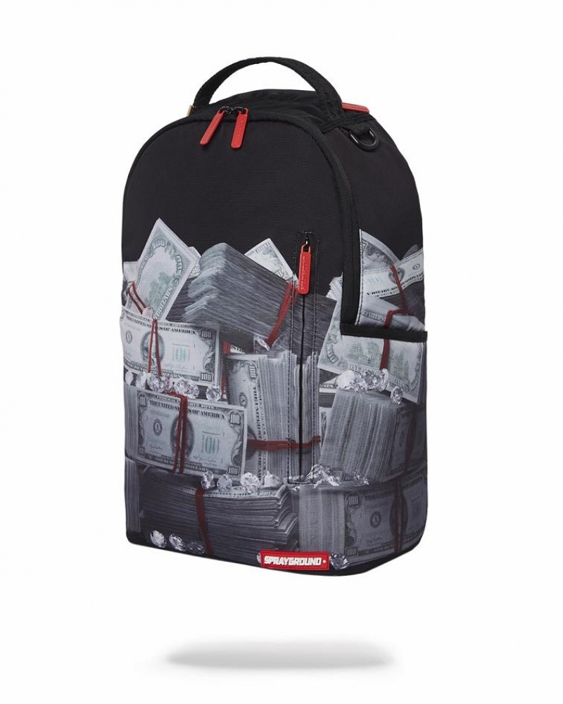 Black White Men's Sprayground Too Heavy Backpacks | OMSG92501