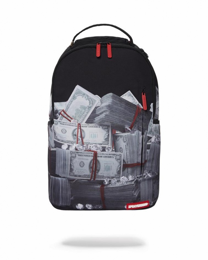 Black White Men\'s Sprayground Too Heavy Backpacks | OMSG92501